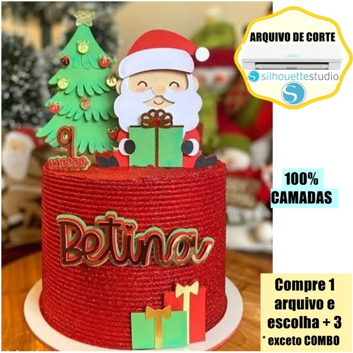 207 - Arquivo de Corte Topo de Bolo Papai Noel