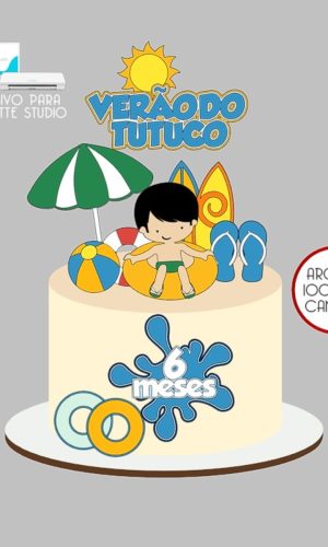 208 - Arquivo Topo de Bolo Praia Verão Menino