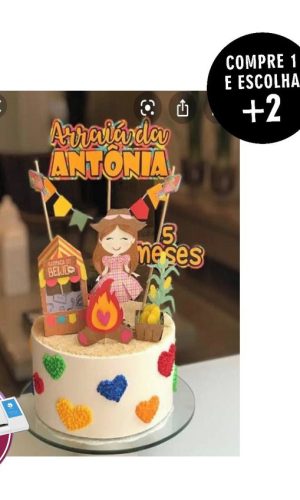 #2229 Arquivo de Corte Topo de Bolo Arraiá Menina