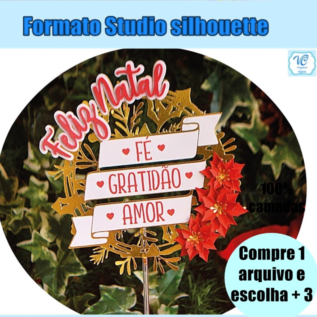255 - Arquivo de Corte Topo de Bolo Sentimentos de Natal