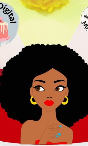 3 Arquivos p/ Topo de Bolo - Mulher Afro