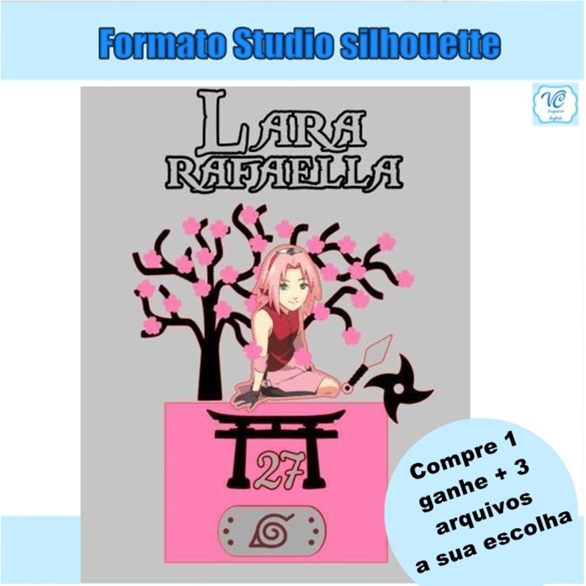 339- Arquivo de corte Topo de Bolo Sakura - Naruto