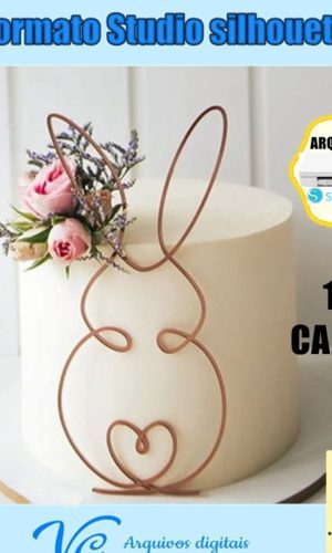 342- Arquivo de Corte Topo de Bolo Silhueta Coelho da Páscoa