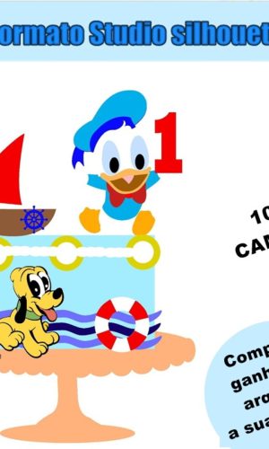 352- Arquivo de Corte Topo de Bolo Pato Donald Baby e Pluto