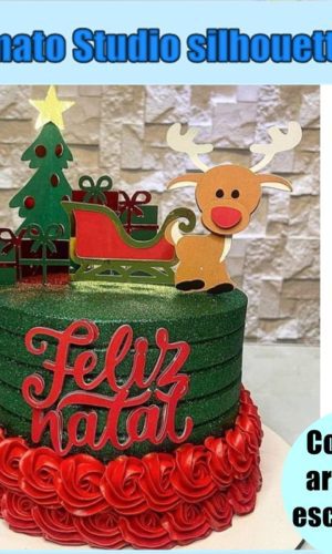 384- Arquivo de Corte Topo de Bolo Rena de Natal Camadas