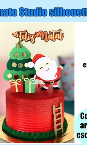 385 - Arquivo de Corte Topo de Bolo de Papai Noel Escada