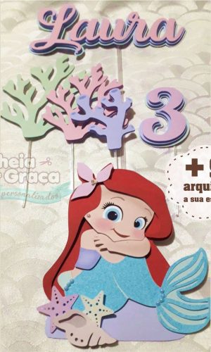 454- Arquivo Silhouette - Topo Bolo Sereia Cute Camadas + 9