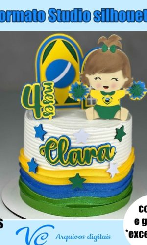 492- Arquivo de Corte Topo Futebol Copa do Mundo Bebe Menina