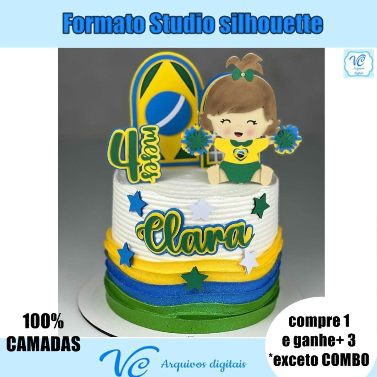 492- Arquivo de Corte Topo Futebol Copa do Mundo Bebe Menina