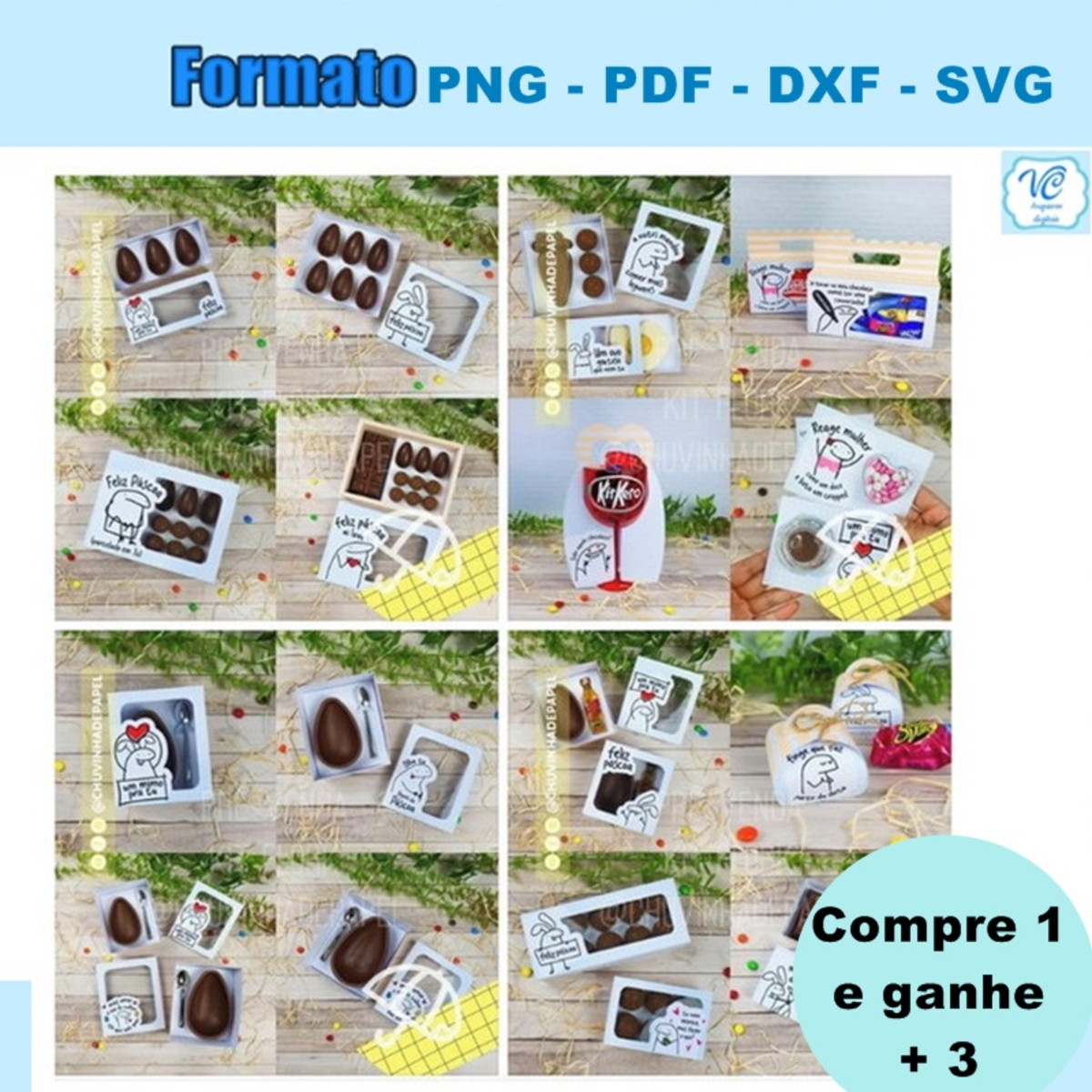 515- Arquivo de corte FLORK BENTO CAKE PASCOA - Imagem 2