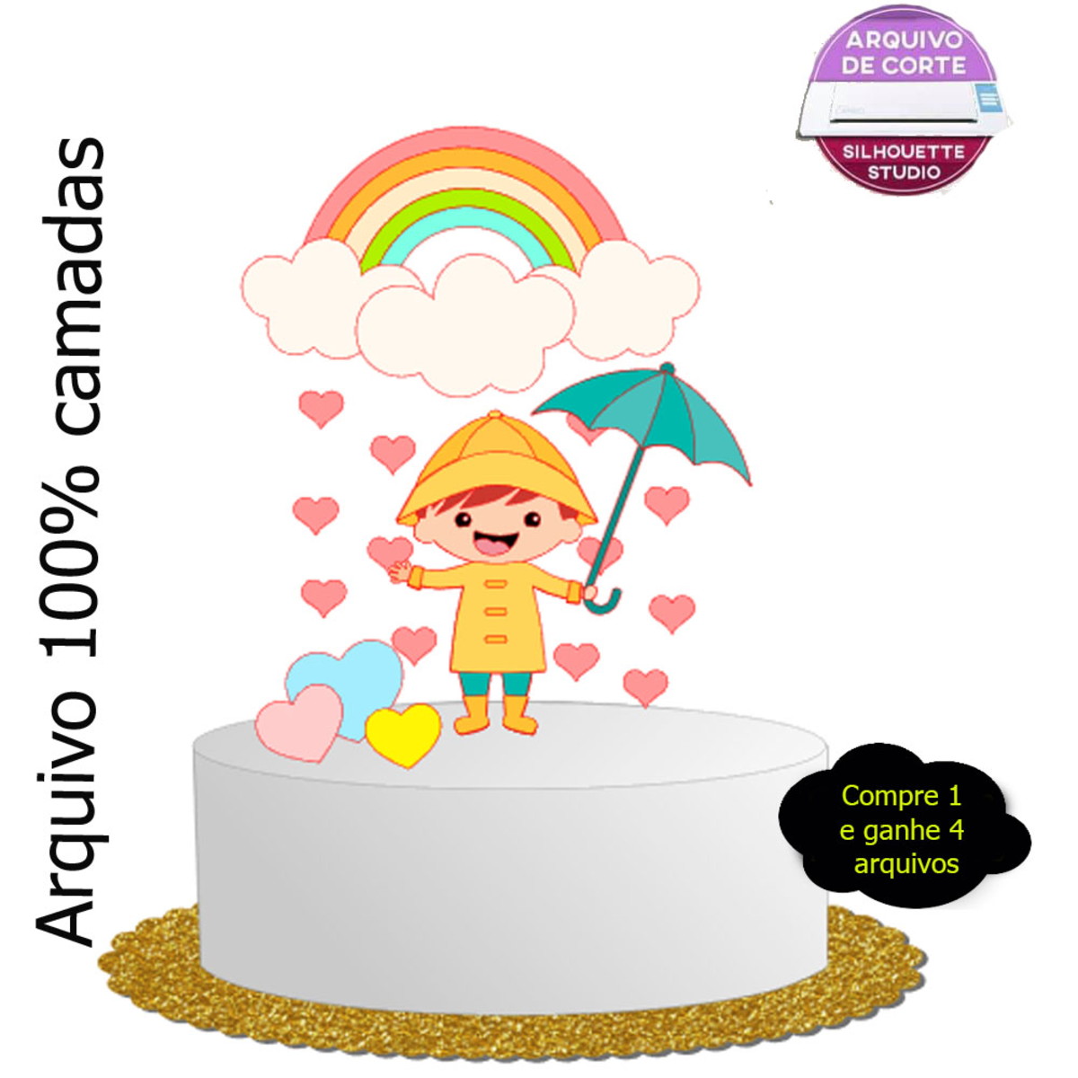 562 - Arquivo de corte topo - chuva de amor menino