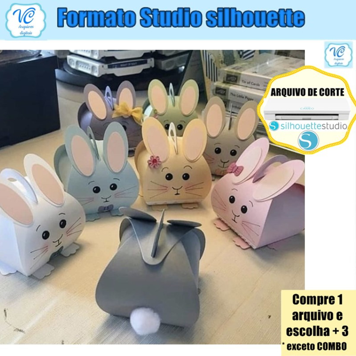709- Arquivo de Corte Pascoa Caixa Coelho Porta Bombom