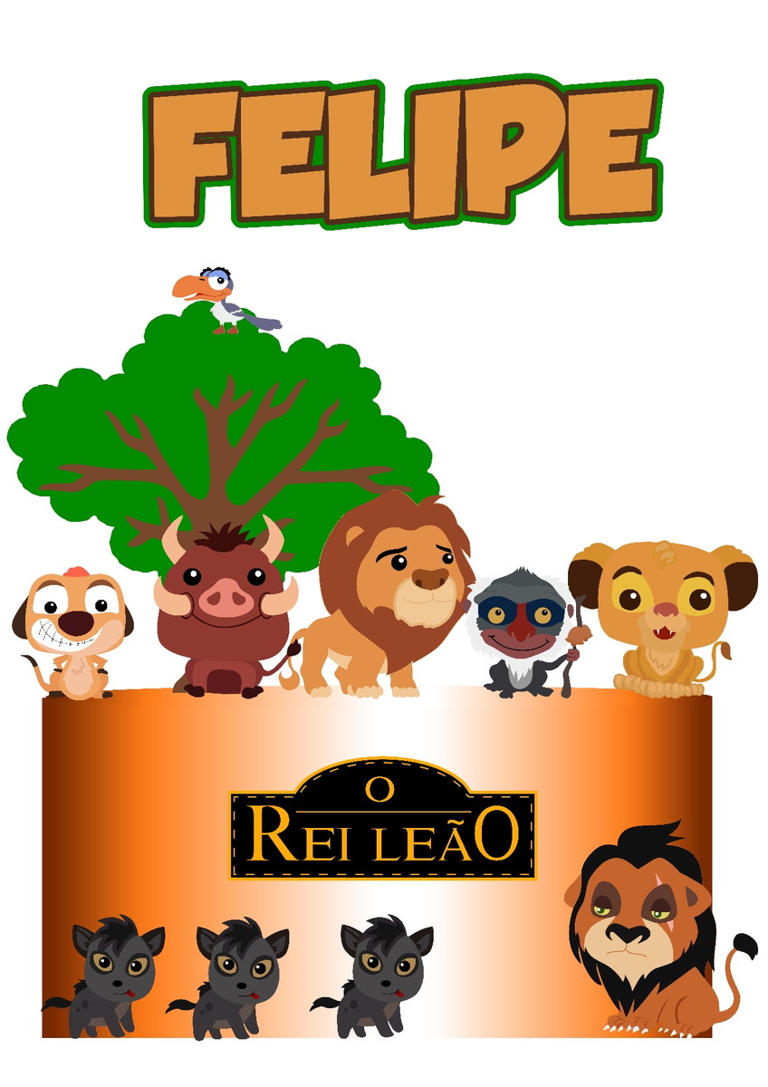 733 - Arquivo Digital Topo de Bolo Rei Leão Cute