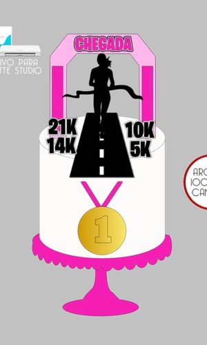 79 - Arquivo Topo de Bolo Corrida Maratona Mulher