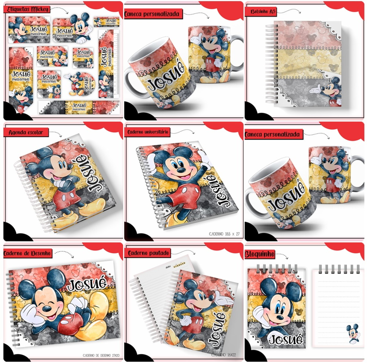 Arquivos Digitais Combo Etiquetas Mickey