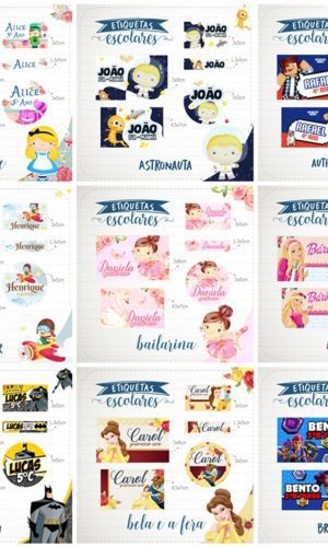 Arquivos Digitais Combo Etiquetas Escolar