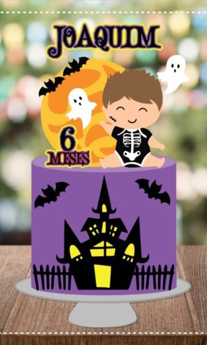 Arquivo Corte em Camadas Topo de Bolo Halloween Baby Menino