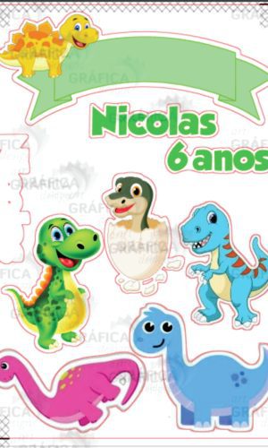 Arquivo Corte Silhouette Topo de Bolo Dinossauro cute