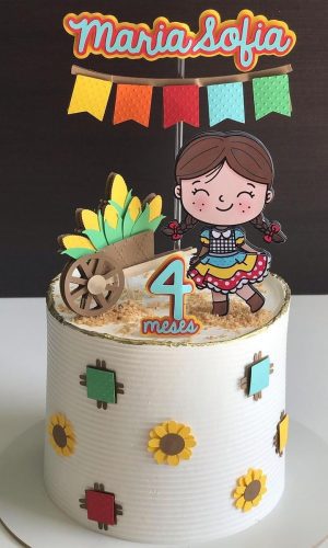 Arquivo Corte: Topo de Bolo Arraiá Menina Caipira 052