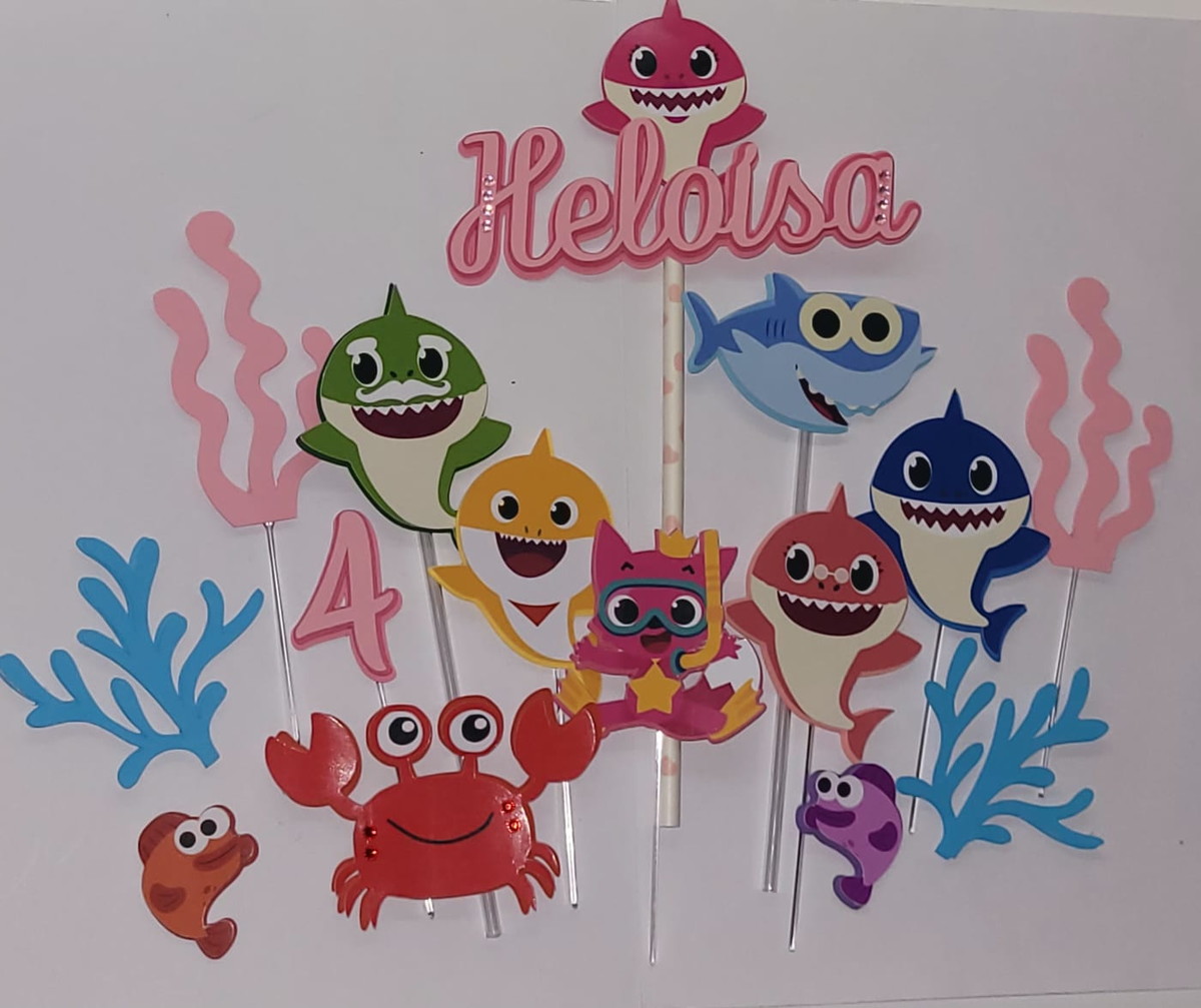 Arquivo Corte Topo de Bolo Baby Shark Menina Lili 01