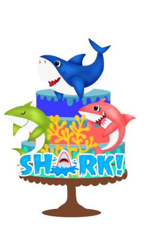 Arquivo Corte Topo de Bolo Baby Shark Tubarões