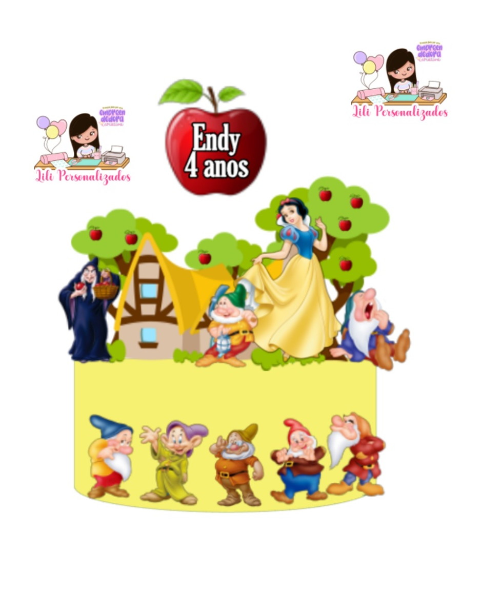 Arquivo Corte Topo de Bolo Branca de Neve Casa