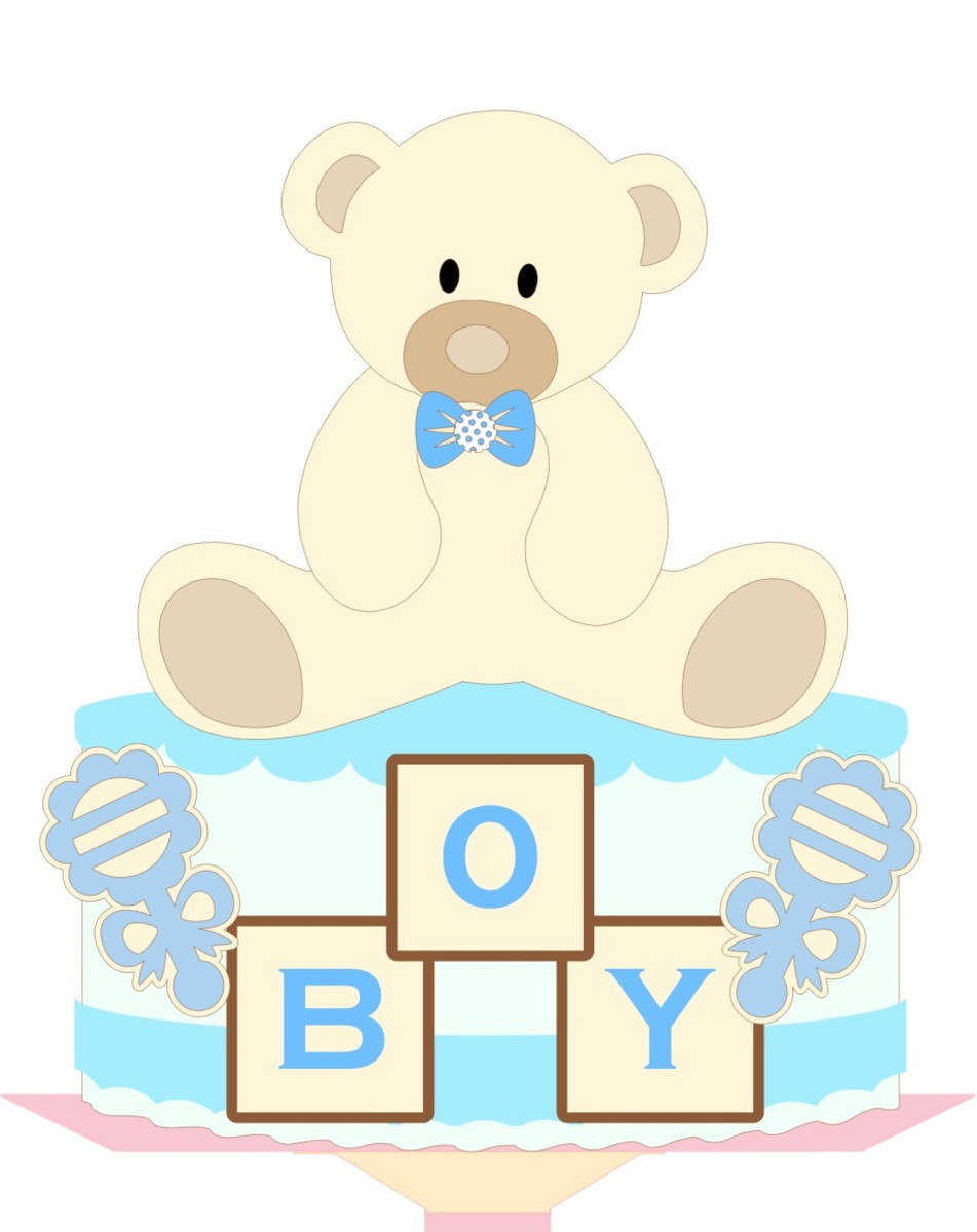 Arquivo Corte Topo de Bolo Chá de Bebe Urso Menino Camadas