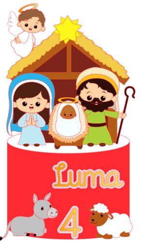 Arquivo Corte Topo de Bolo Feliz Natal Presépio Cute 103