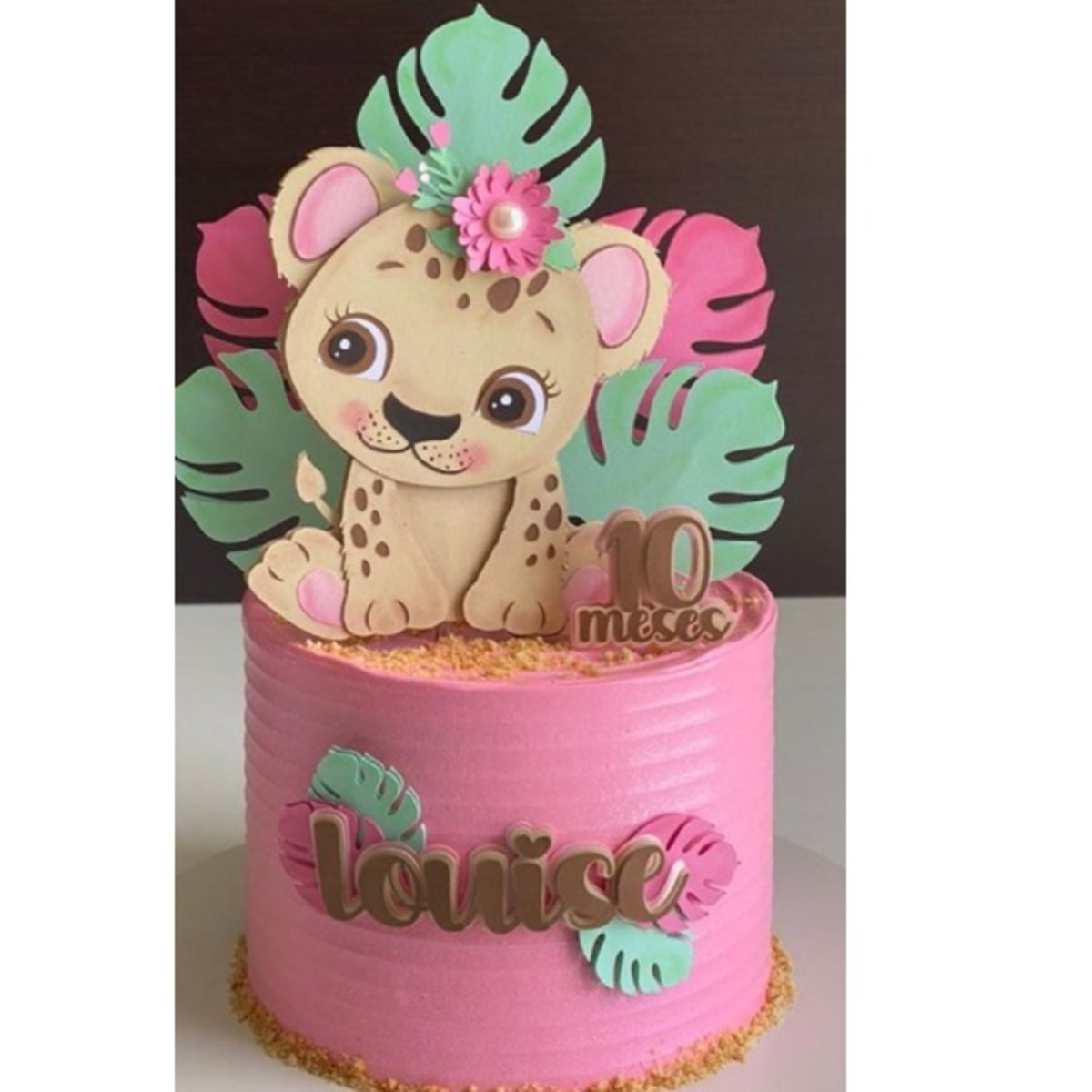 Arquivo Corte Topo de Bolo Leopardo Menina Cute