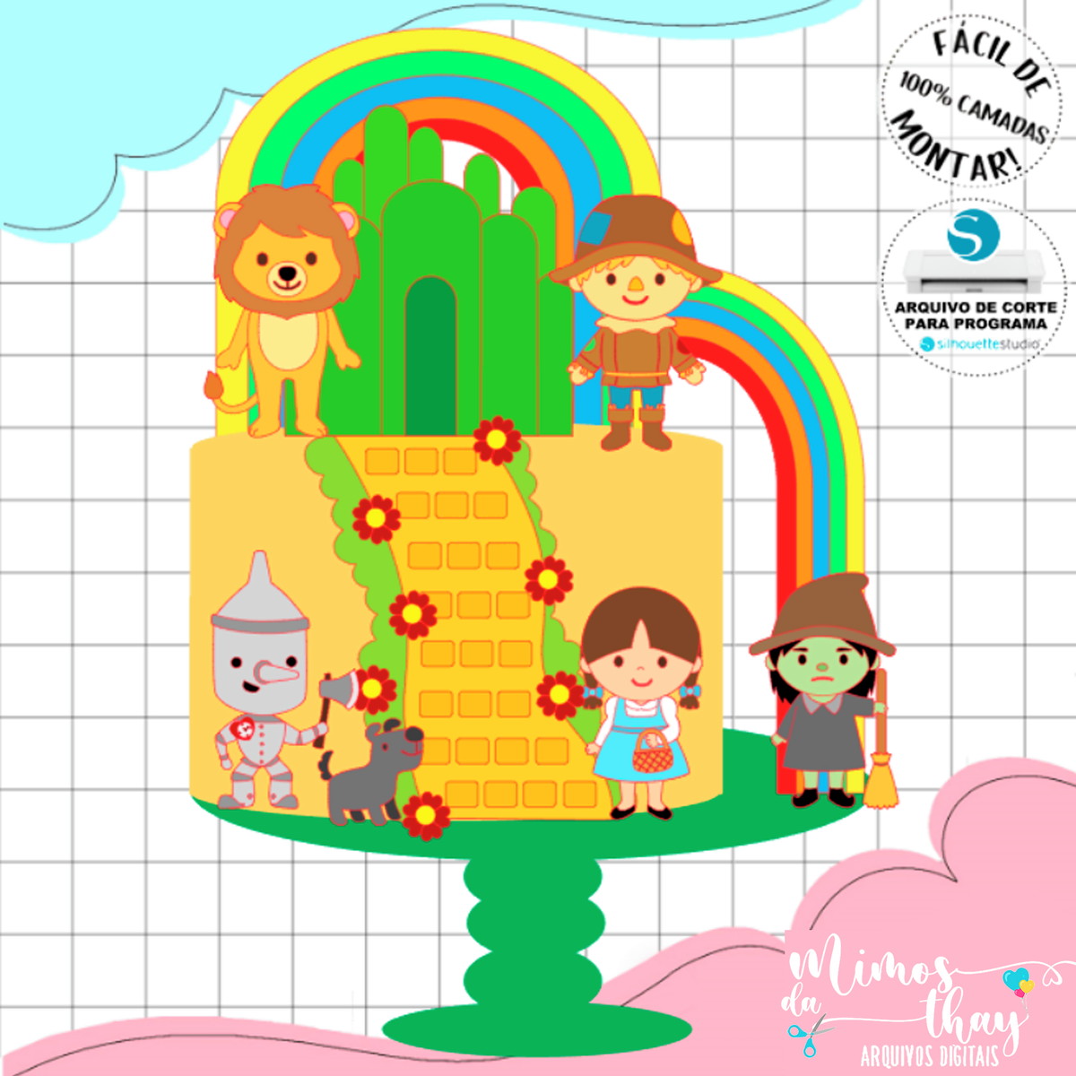 Arquivo Corte: Topo de Bolo Mágico de Oz Cute 001