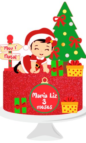 Arquivo Corte: Topo de Bolo Meu 1° Natal Menina Baby 118