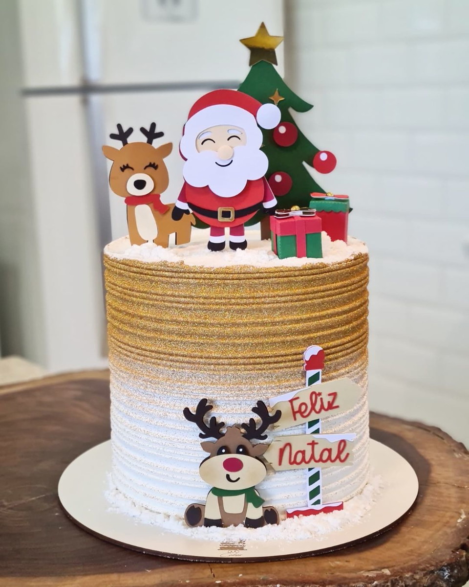 Arquivo Corte Topo de Bolo Natal Papai Noel Cute 149