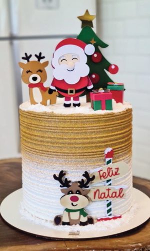 Arquivo Corte Topo de Bolo Natal Papai Noel Cute - 018