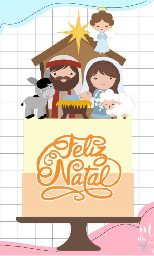 Arquivo Corte : Topo de Bolo Natal Presépio Cute 3d 194