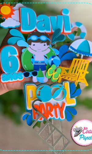 Arquivo Corte Topo de Bolo Pool Party Menino