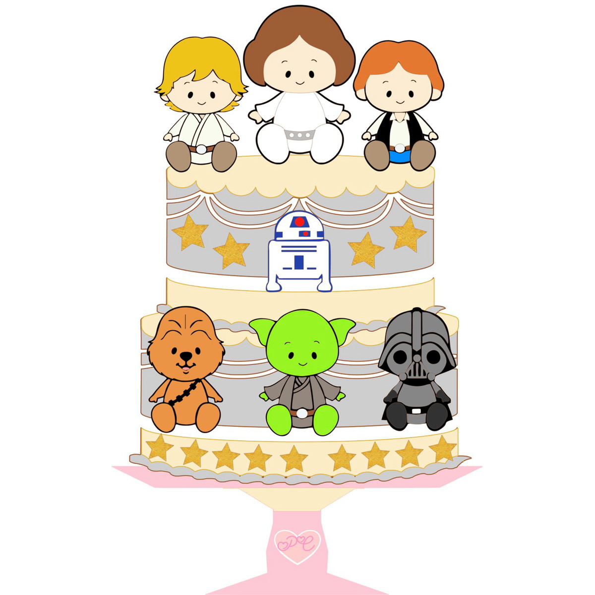 Arquivo Corte: Topo de Bolo Star Wars Cute 008