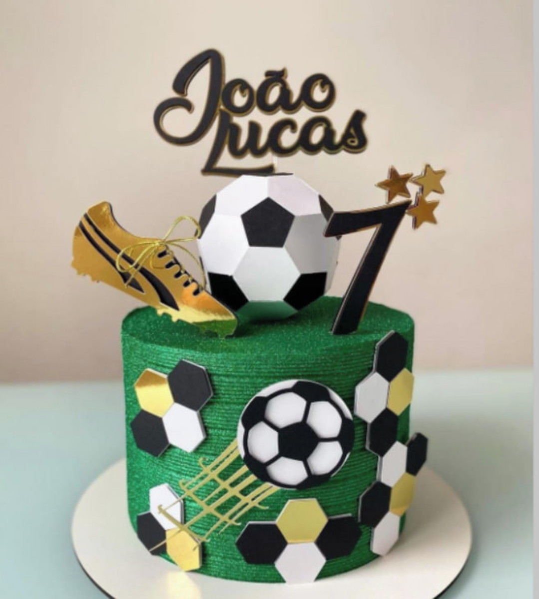 Arquivo Corte Topo de Bolo - Topo Futebol Bola 3d e Chuteira - Imagem 2