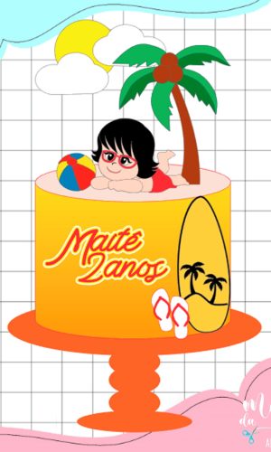 Arquivo Corte: Topo de Bolo Verão Menina na Praia 017