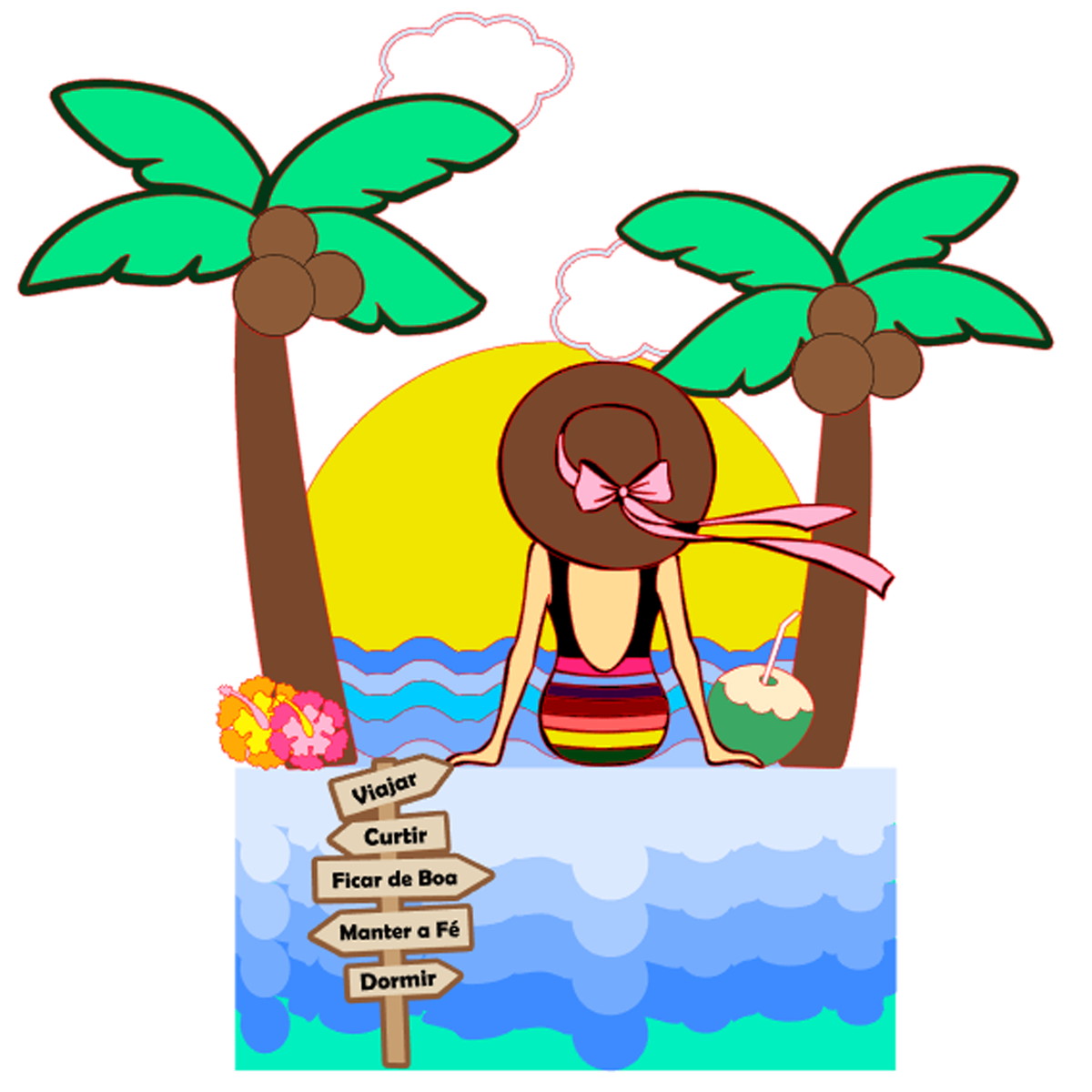 Arquivo Corte: Topo de Bolo Verão Mulher na Praia 001