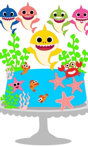 Kit com 5 arquivos de corte:03-BABY SHARK TOPO CAMADAS