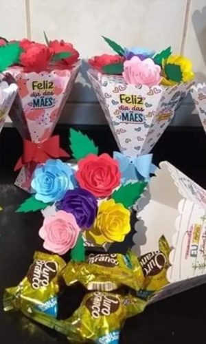 Arquivo de corte caixa buque dia das mães