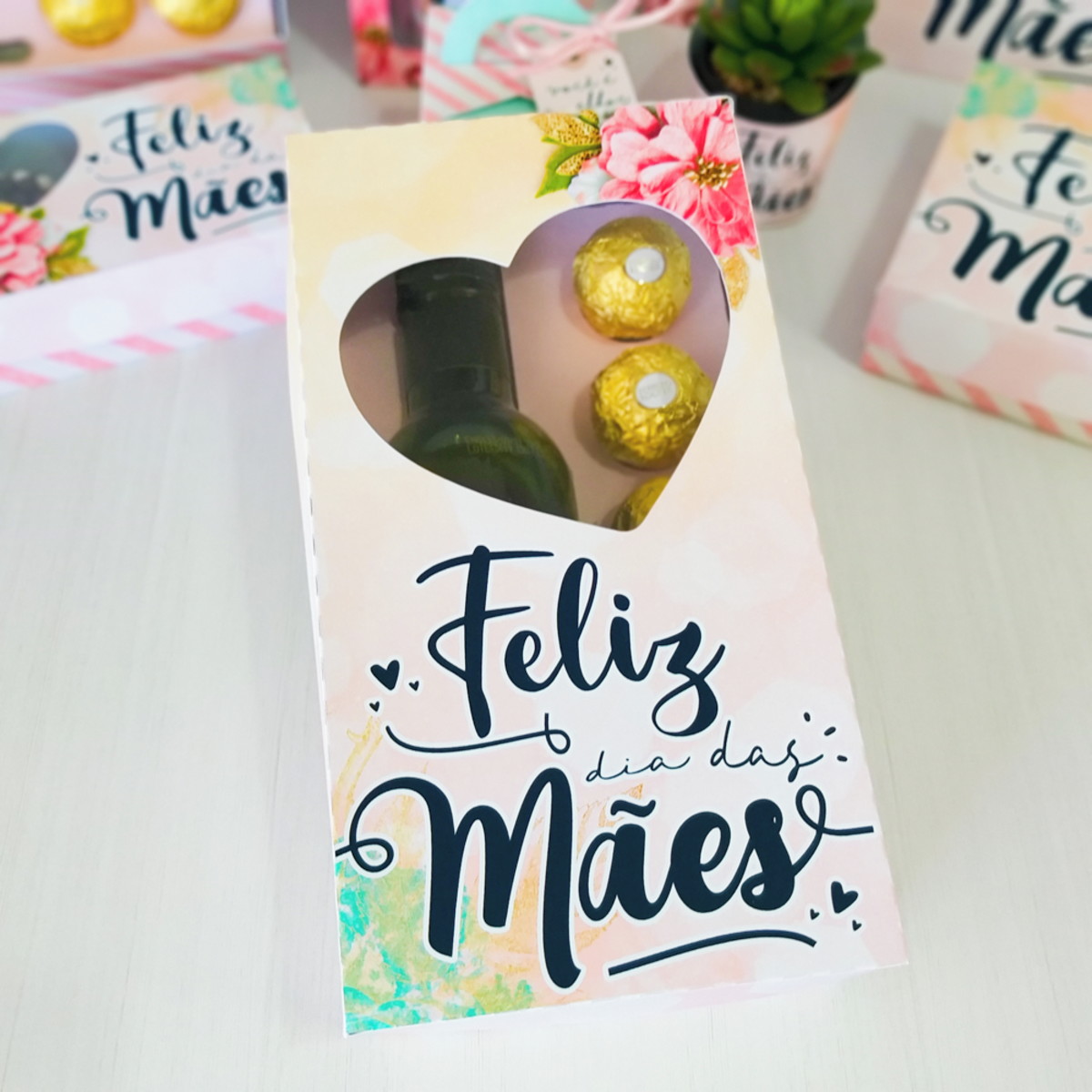 Arquivo de corte caixa mini vinho e doces dia das maes - Imagem 2