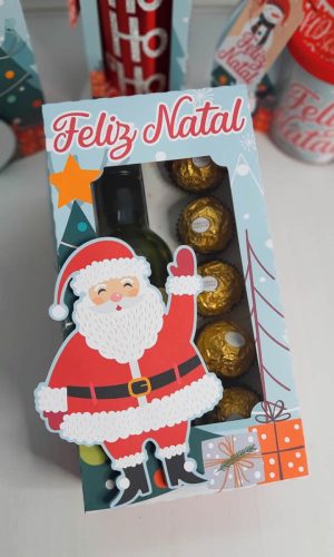 Arquivo de Corte Caixa para Mini Vinho Tema Natal