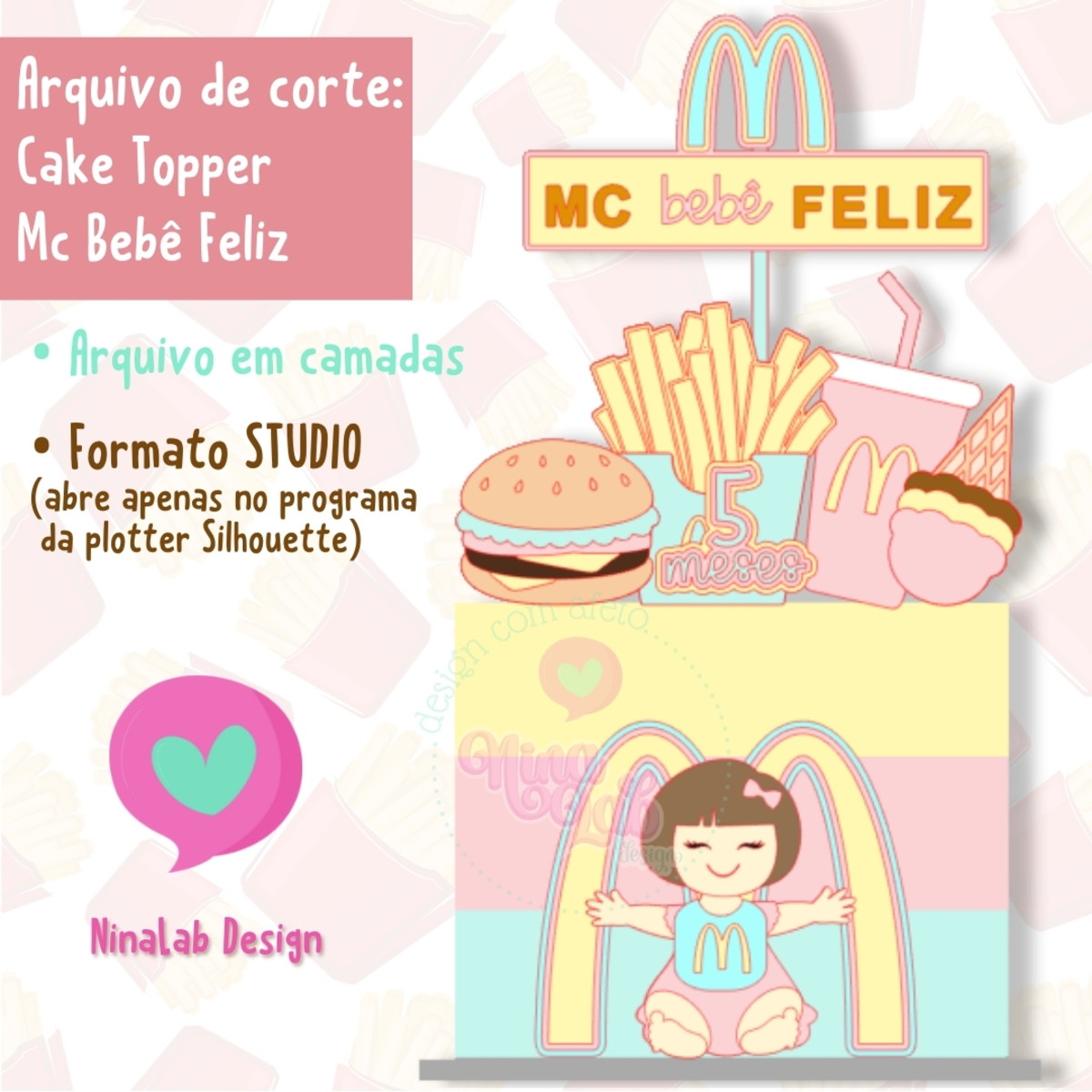 Arquivo de Corte: Cake topper Mc Bebê Feliz