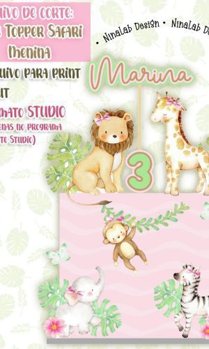 Arquivo de corte: Cake Topper - SAFARI MENINA