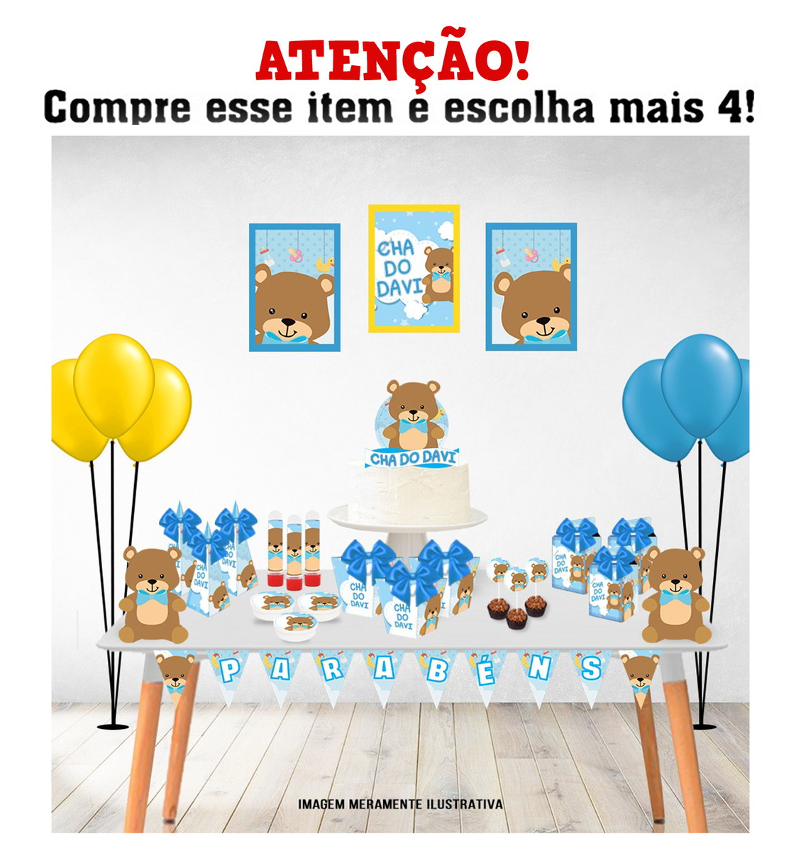 Arquivo de corte Chá de Bebê Menino Studio e Pdf