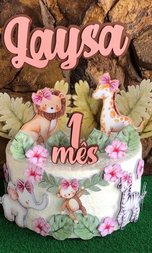 4 Arquivos de Corte Digital - Topo de Bolo Safari Menina