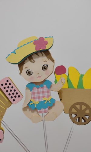 Arquivo de corte em camadas topo de bolo festa junina menina