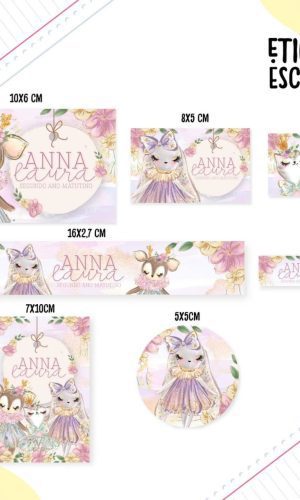 Arquivo de Corte Etiqueta Escolar Cute Menina Studio Png