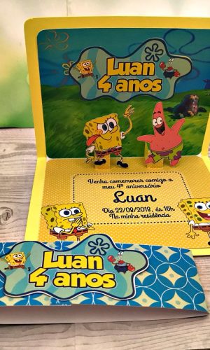 Arquivo de Corte Convite Pop Up Bob Esponja